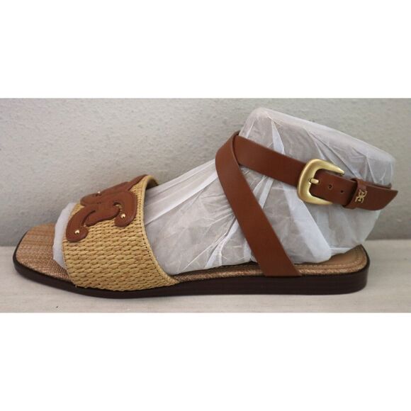 Sam Edelman Women's Sz 8.5M Brown Raffia Leather Ilsie Strappy Flat Sandals - Picture 8 of 10